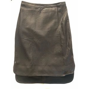 Perforated Leather Midi Skirt.